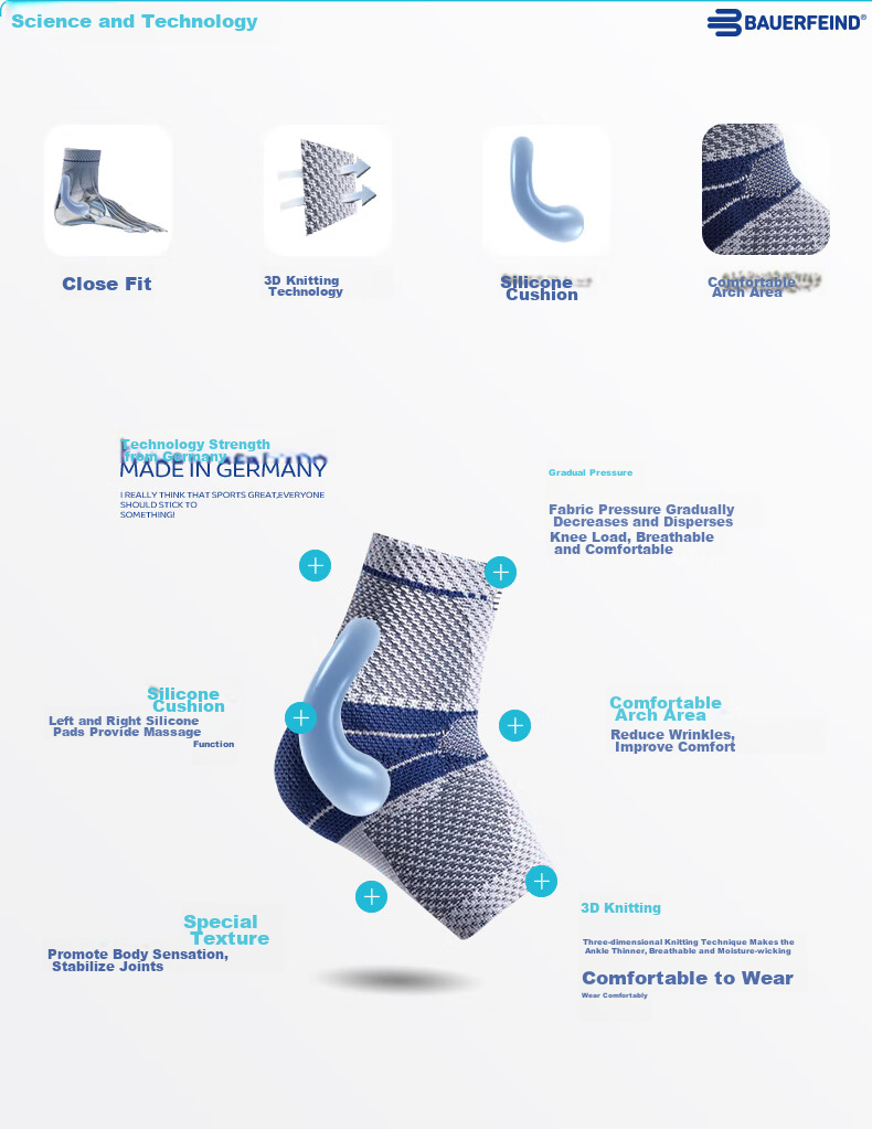 BAUERFEIND Ankle Brace, MalleoTrain, Titanium Gray, Left Foot, Size 2, Single Piece 6