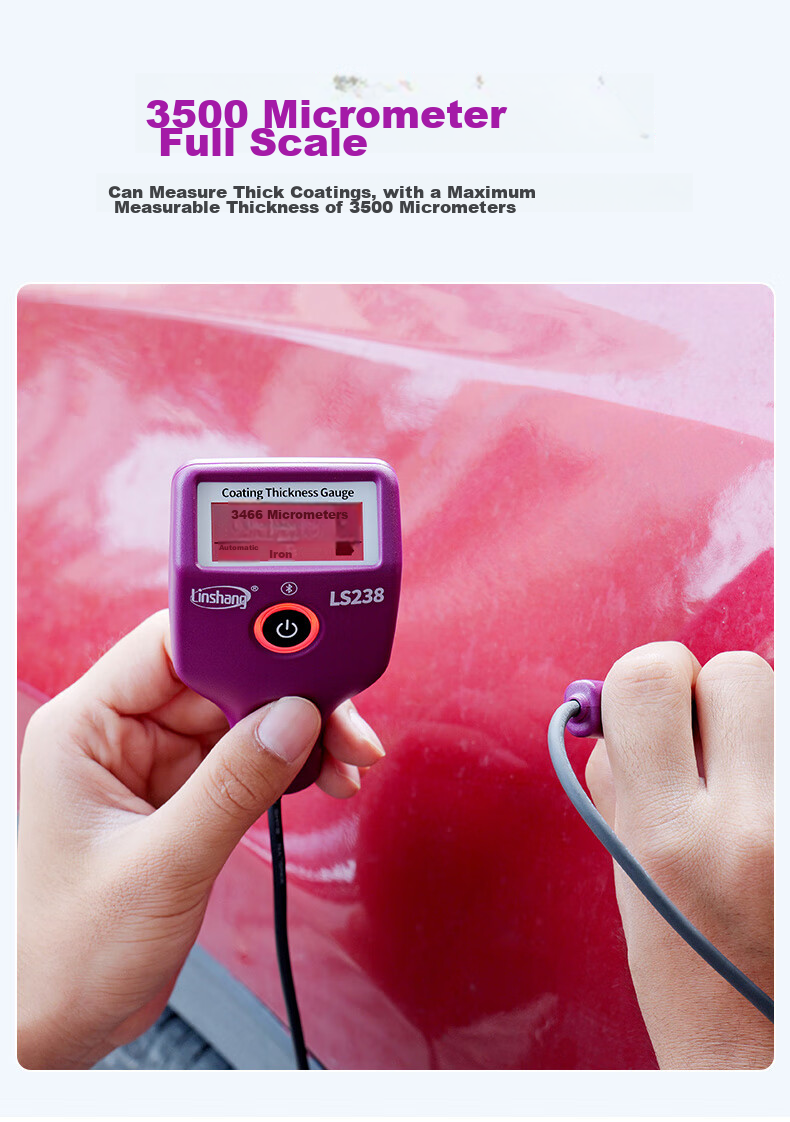 Linshang Bluetooth Rechargeable Paint Film Meter LS237, Used Car Iron Powder Putty Paint Surface Detector, Coating Thickness Gauge 27