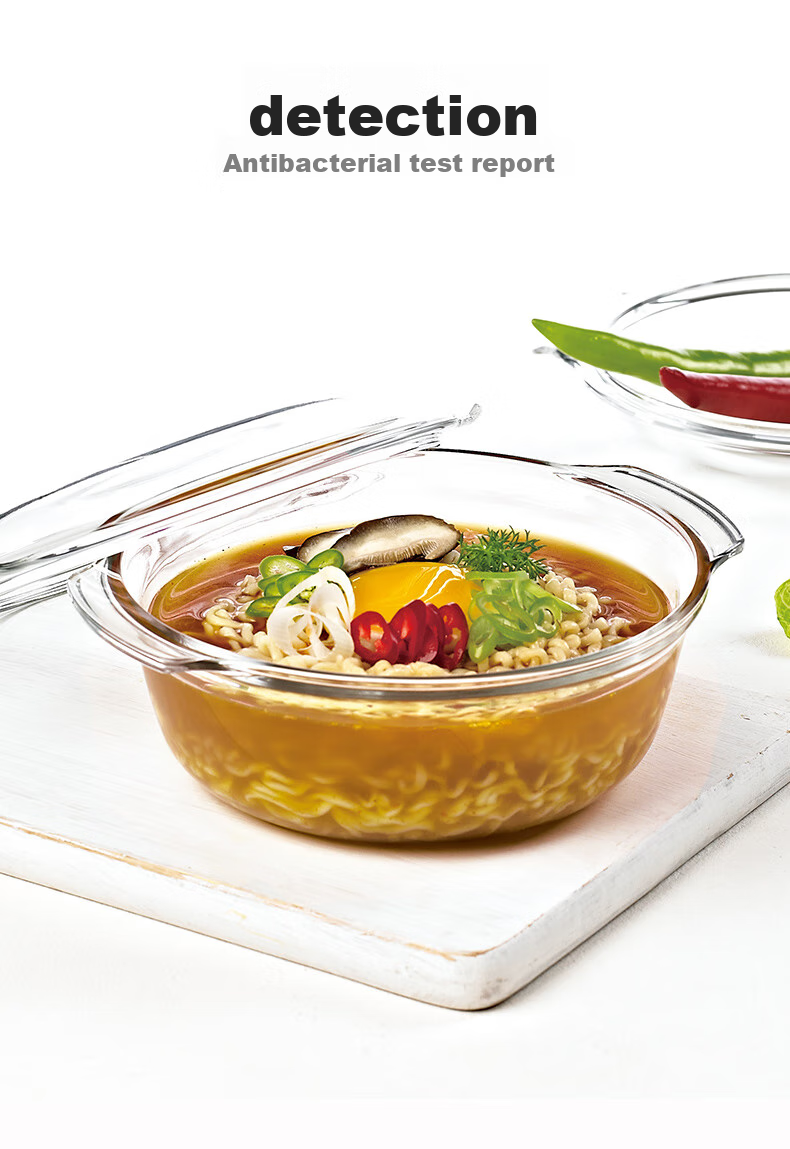 GLASSLOCK Imported Tempered Glass Bowl with Lid, Microwave-Safe Large Salad Bowl, Transparent Double-Handled Soup Bowl Tableware 1030ml 4