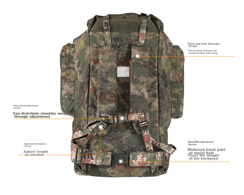Jingantong 01b Backpack, Camouflage Rucksack, 75L Large Capacity, Cold Region Large Backpack, Jungle Starry Sky 6