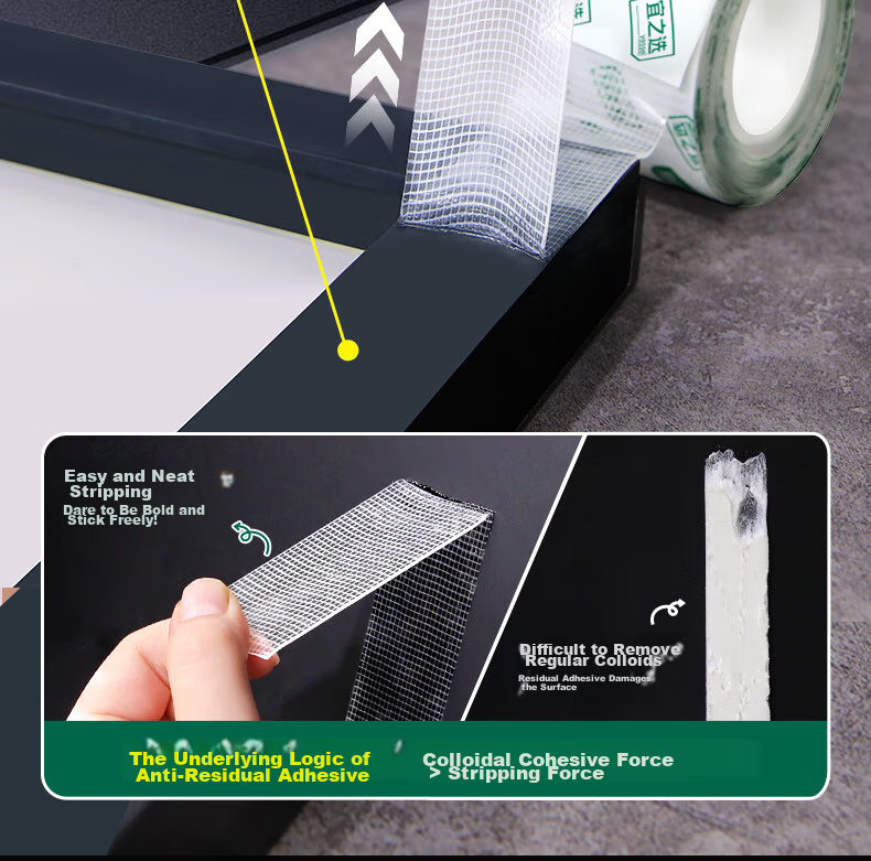 Yessel Strong Adhesive Mesh Nano Double-Sided Tape, 30mm×3m×1mm, 2 Rolls, Low-Residue Transparent Adhesive for Car And Home Use 7