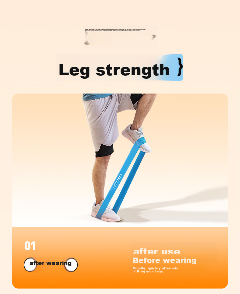Li-Ning Elastic Resistance Band Fitness Leg Stretching Yoga Equipment, Hip And Buttocks 15 Lbs 7