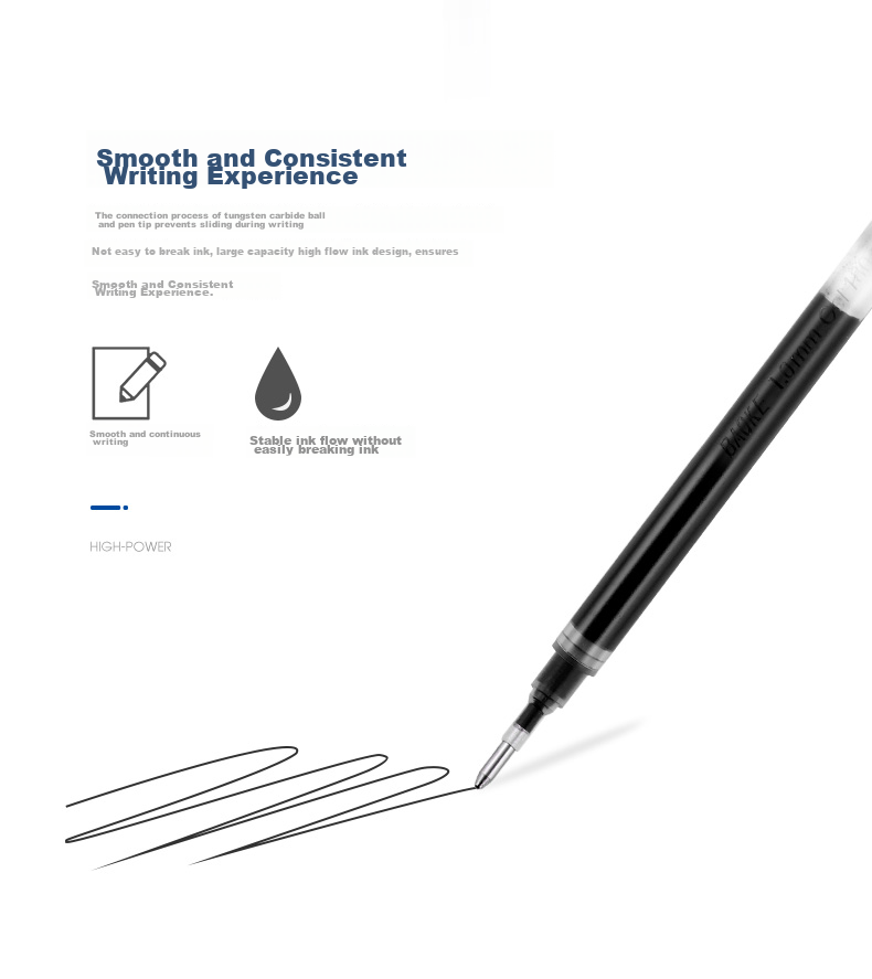 BAOKE PS1920 1.0mm Large Capacity Gel Pen Refills Bullet Tip Water-Based Pen Signature Pen Refills Blue 12 Pieces/Box 6