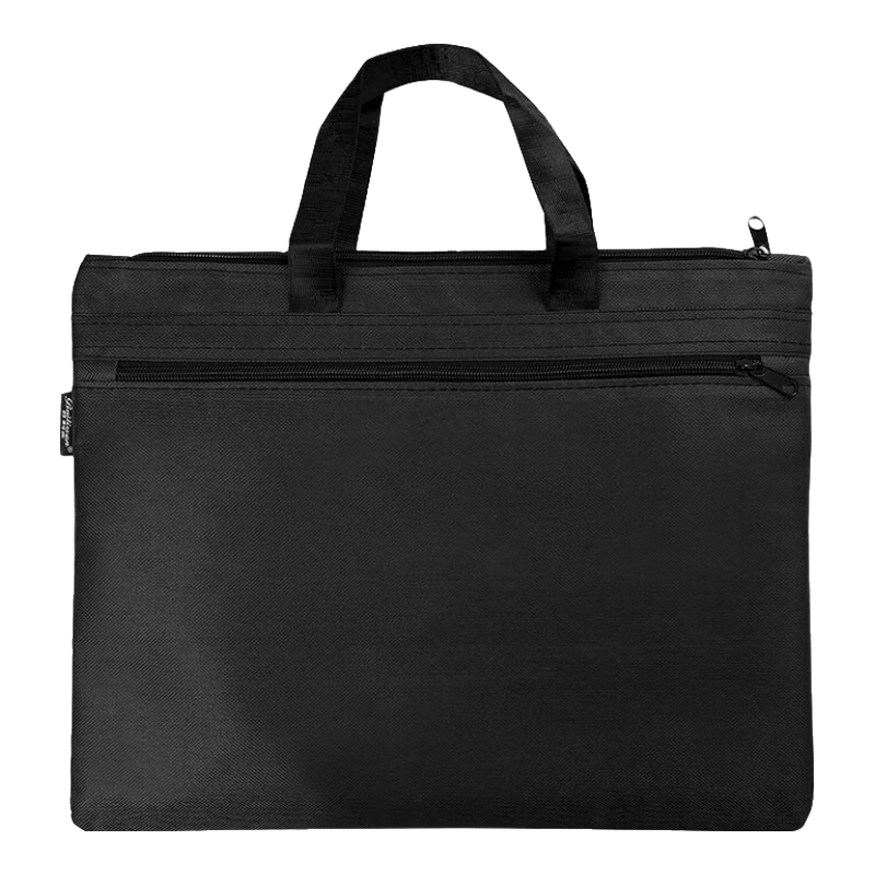 Bailiwen H8114 Black Double-Layer Zipper Handbag, Document Bag, File Bag, Business Briefcase, Oxford Cloth Bag, Customizable Meeting Bag