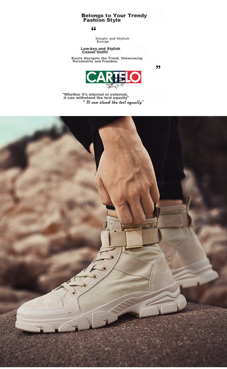 CARTELO Men's High-Top Martin Boots, Autumn And Winter British Style Boots, Men's Work Boots, Hiking Outdoor Safety Shoes 3