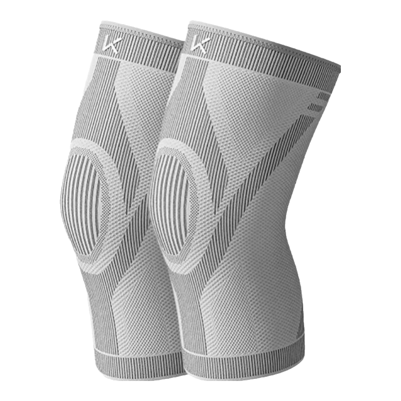 Keep Sports Knee Brace for Men, Thin Breathable Running Jump Rope Anti-Slip Meniscus Knee Protector [Two-Pack] Gray M
