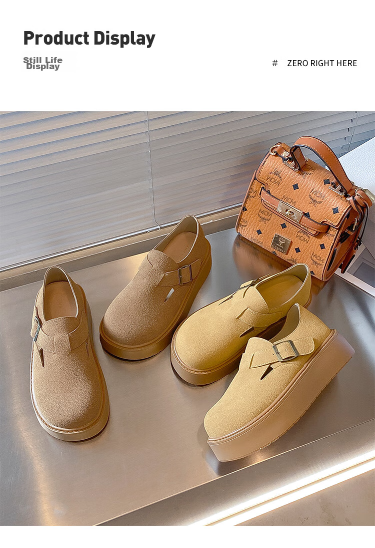 ZHR Bokeng Women's Shoes, Spring And Autumn Thick-Soled Heightening Casual Slip-On Loafers, JF98, Apricot Color, Size 40 11