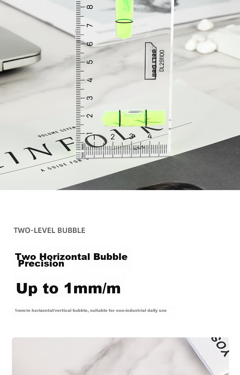 Deli Mini Spirit Level, High-Precision Level Ruler, Transparent Level Gun with 100mm Body 4
