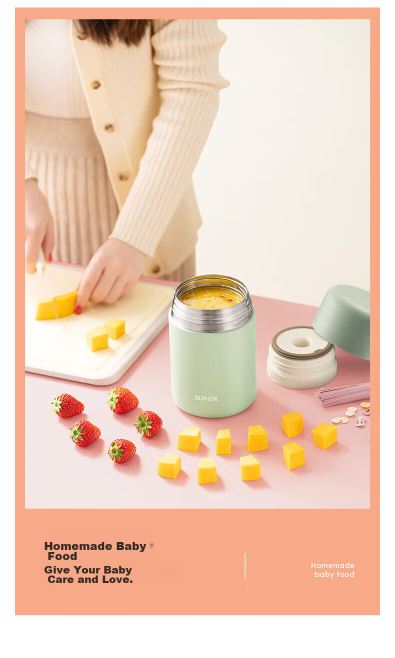 SUPOR Thermal Food Jar, 316L Stainless Steel Vacuum Insulated Pot, Vacuum Lunch Box for Men And Women, 800ML, Pink 3
