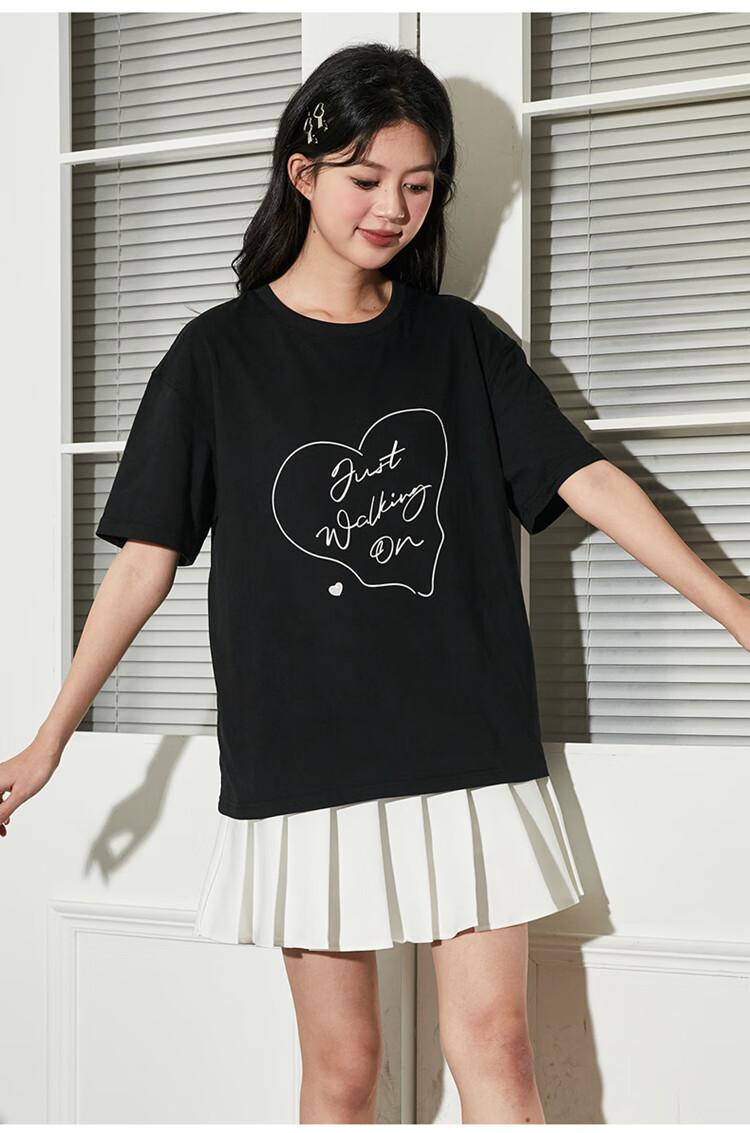 TonLion 2025 Women's Crew Neck Printed Short Sleeve T-Shirt Black M 7