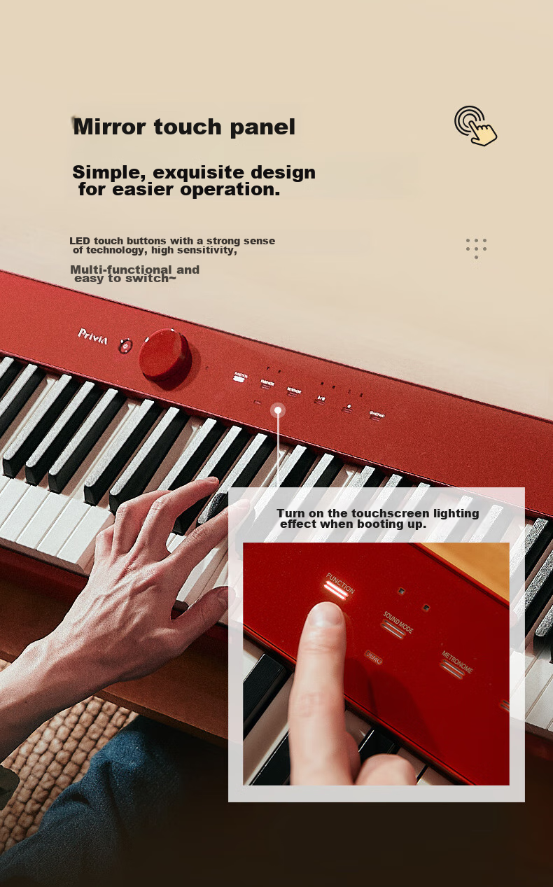 Casio Digital Piano PXS1100 Red Smart Touchscreen 88-Key Weighted Hammer Professional Exam-Grade Standalone + Portable X-Stand Model 6