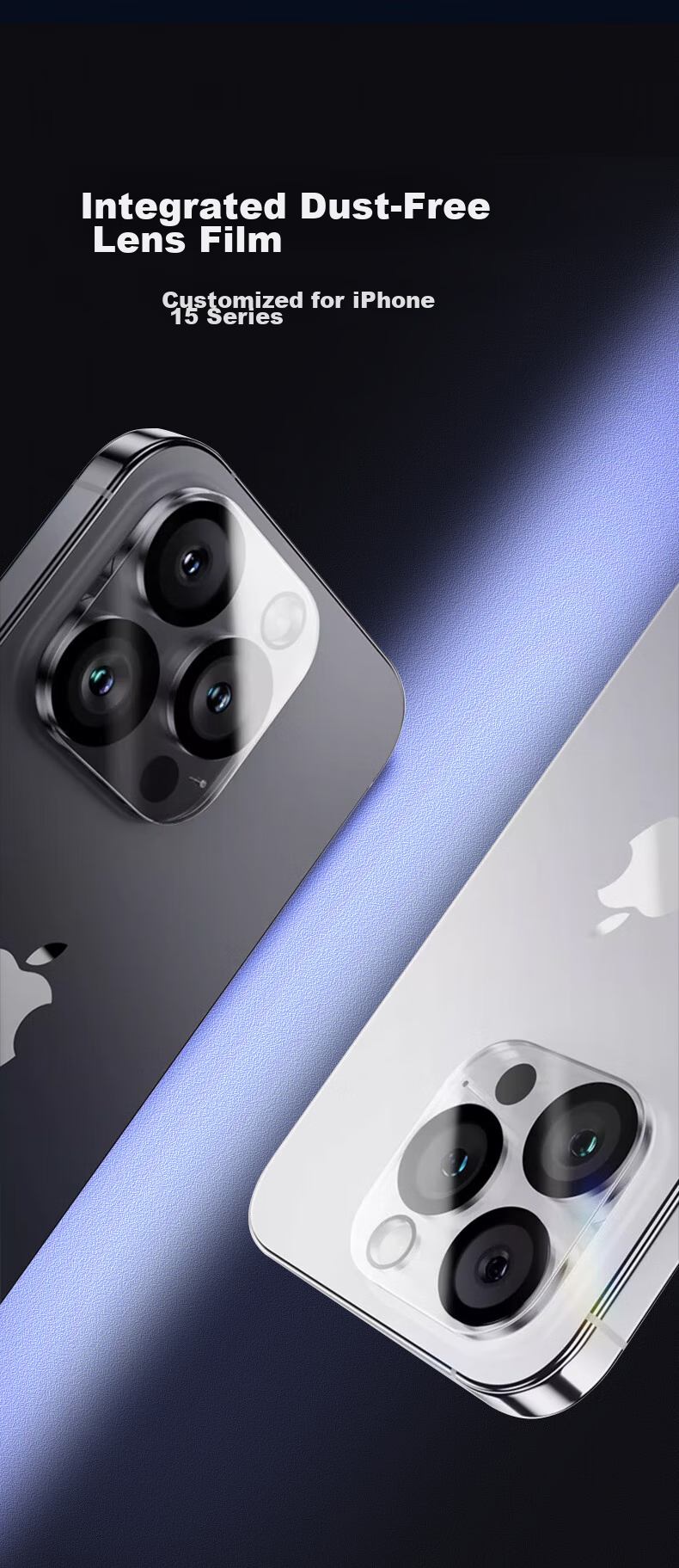 KOOLIFE Lens Protector for IPhone 15 Pro And IPhone 15 Pro Max, Camera Lens Cover, Rear Camera Protection Film for Smartphones, High-Definition Tempered Glass Anti-Drop Film 2