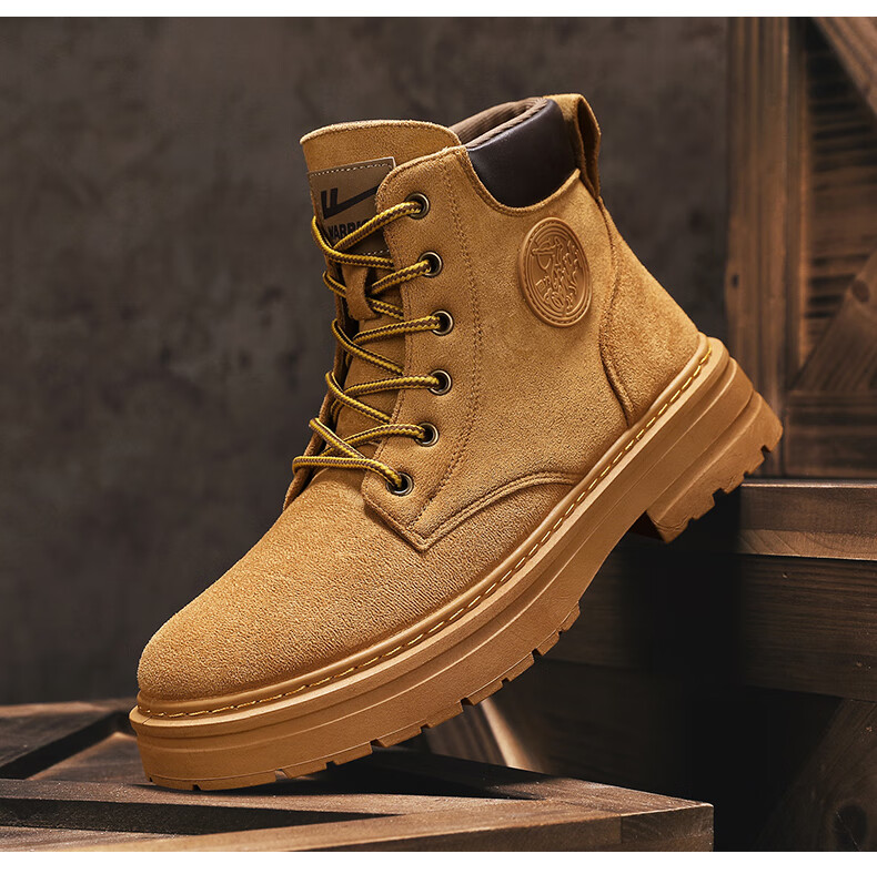 Huili Men's Shoes, Retro Martin Boots, New Style for Autumn And Winter 2025, Versatile Work Boots for Hiking, Khaki, Size 42 20