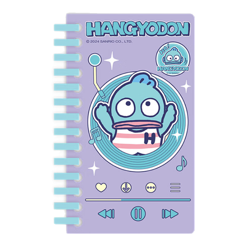 GuangBo X Sanrio Series Soft Spiral Notebook, Lined Pages, Student Planner, Journal, Diary, Half-Person Fish Design, Purple, 70*120mm/68 Sheets, KT81403