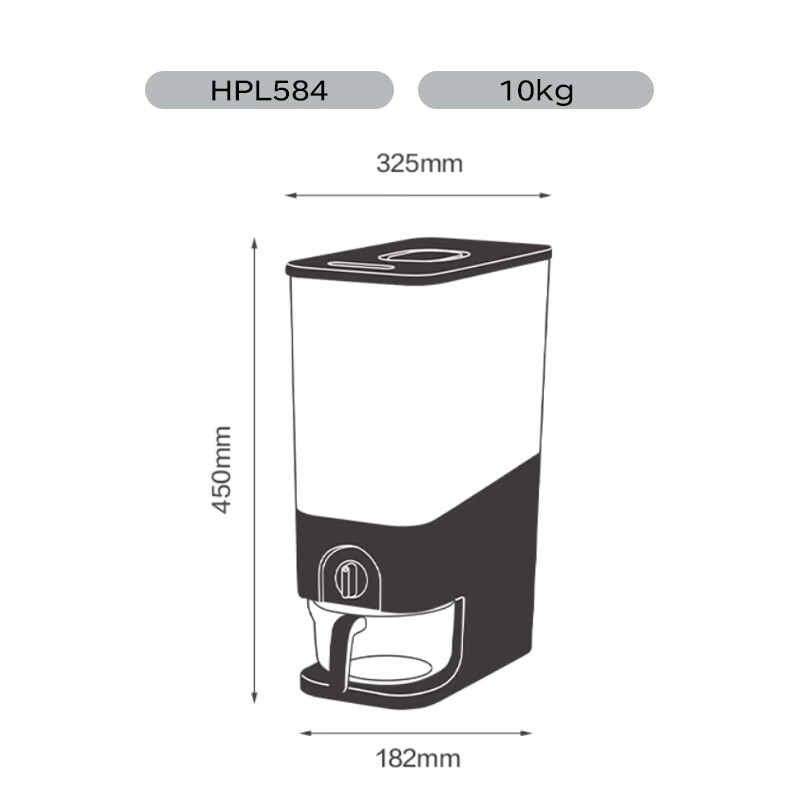 LOCK&LOCK Automatic Rice Container, Multi-Grain Storage Bin, Visible Sealed Storage Jar, Grain Storage Box, 10kg, White