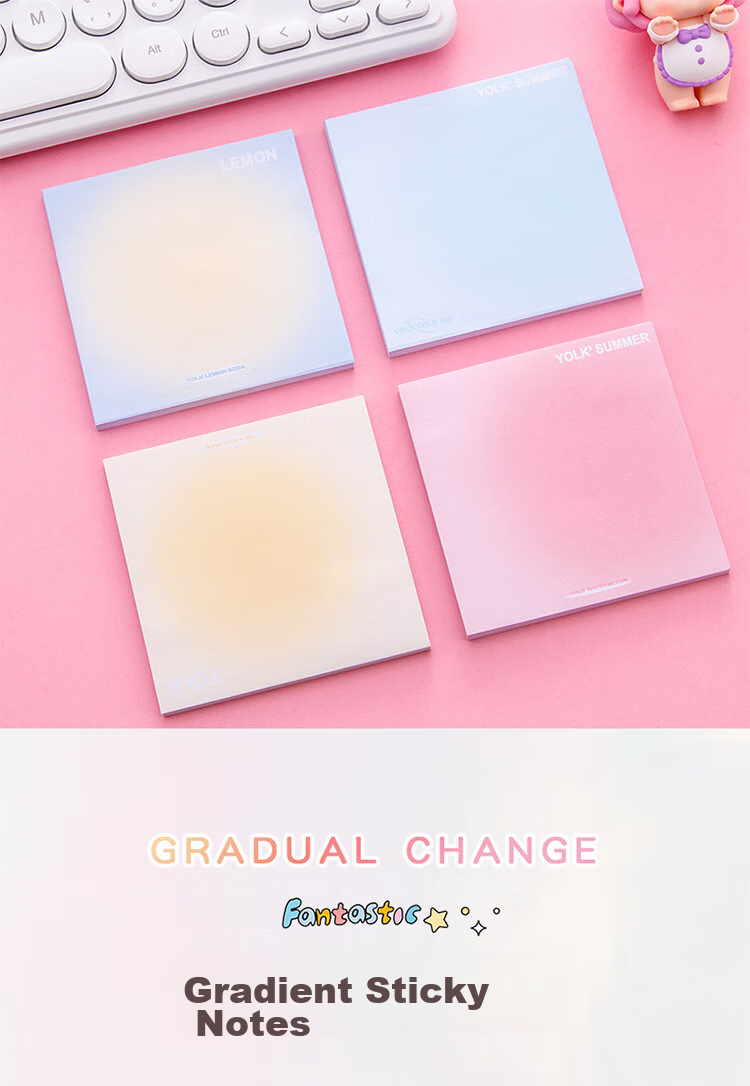 Yuhe 8-Pack Gradient Sticky Notes, Ins-Style Adhesive Labels with Glow Effect, High-Quality Memo Pads, Indicator Stickers for Students' Planners, 400 Sheets Total, 4256 1