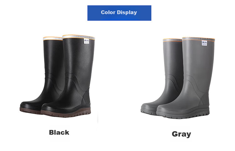 Huili Rain Boots for Men, High-Top Fishing Waders, Waterproof, Non-Slip, Wear-Resistant, Outdoor Work, Food Delivery, Car Washing Rubber Boots, 01 Black, Size 41 4