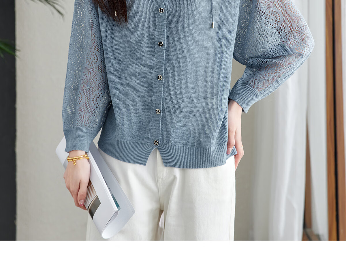YUZHAOLIN Fashion Ice Silk Knit Cardigan for Women, Thin Outer Layer Short Loose-Fitting Shawl Y52D023 12