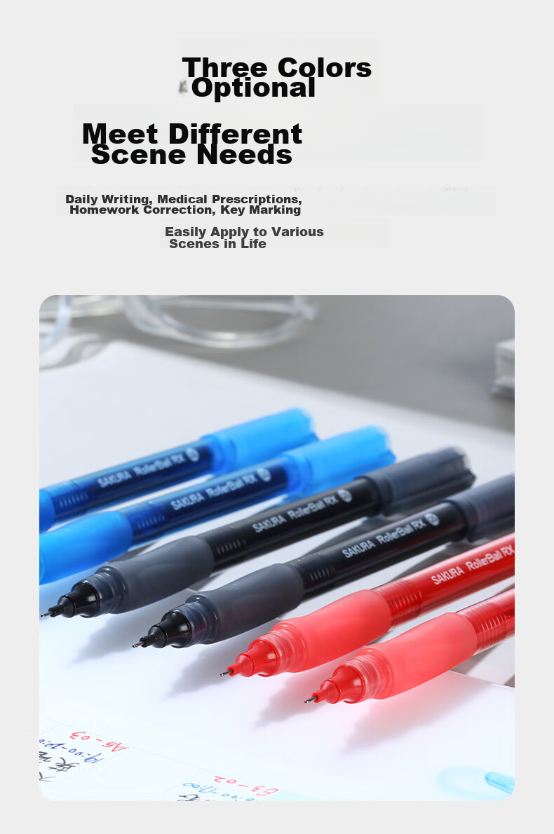 SAKURA Rollerball Pen, 0.5mm Needle Tip, Signature Pen for Students' Exams And Office Use, Direct Liquid Ink, Blue Color 4