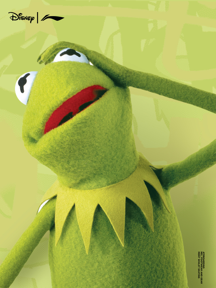 李宁男装短裤裤2021迪士尼联名muppets科米蛙系列水洗牛仔短裤ajsr007