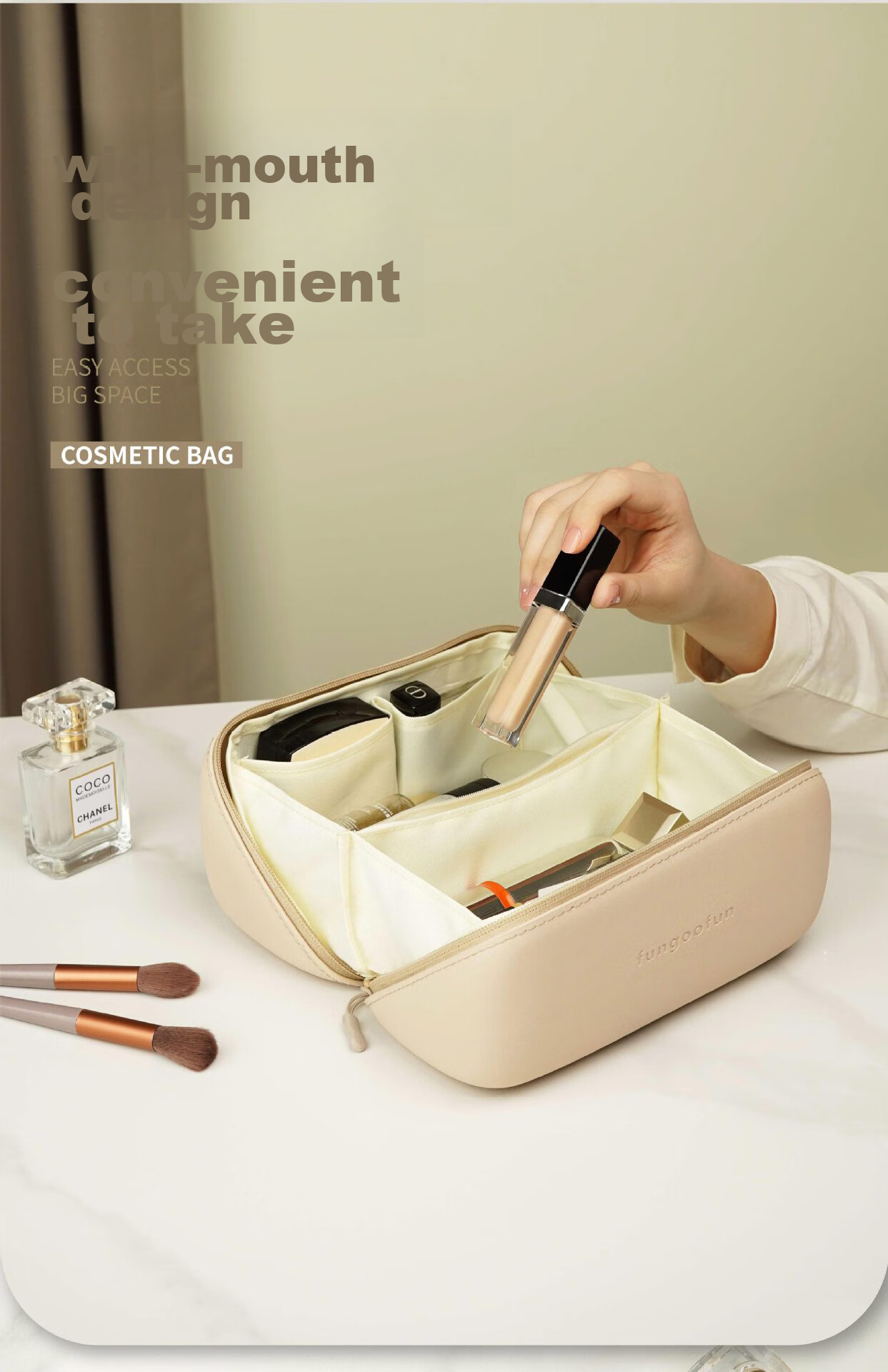 Fanyejia Shell Makeup Bag, Large Capacity Handheld Travel Portable Multifunctional Toiletry Bag, Cosmetics And Skincare Storage Pouch 2