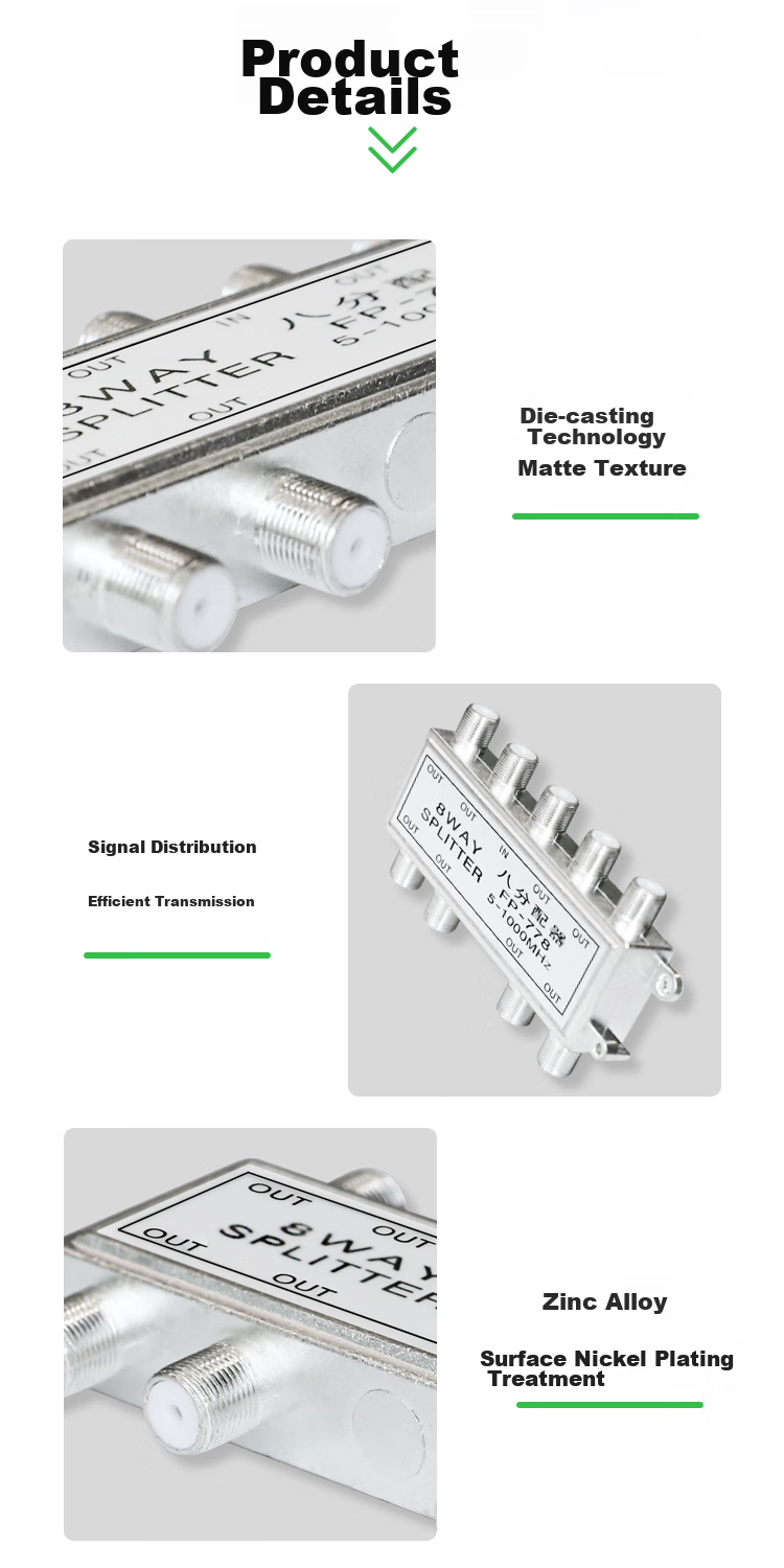 HAILE Video Distributor, 1-To Cable TV Signal Splitter, 5-1000MHz, Metric F Connector, FP-8G with Connector 6
