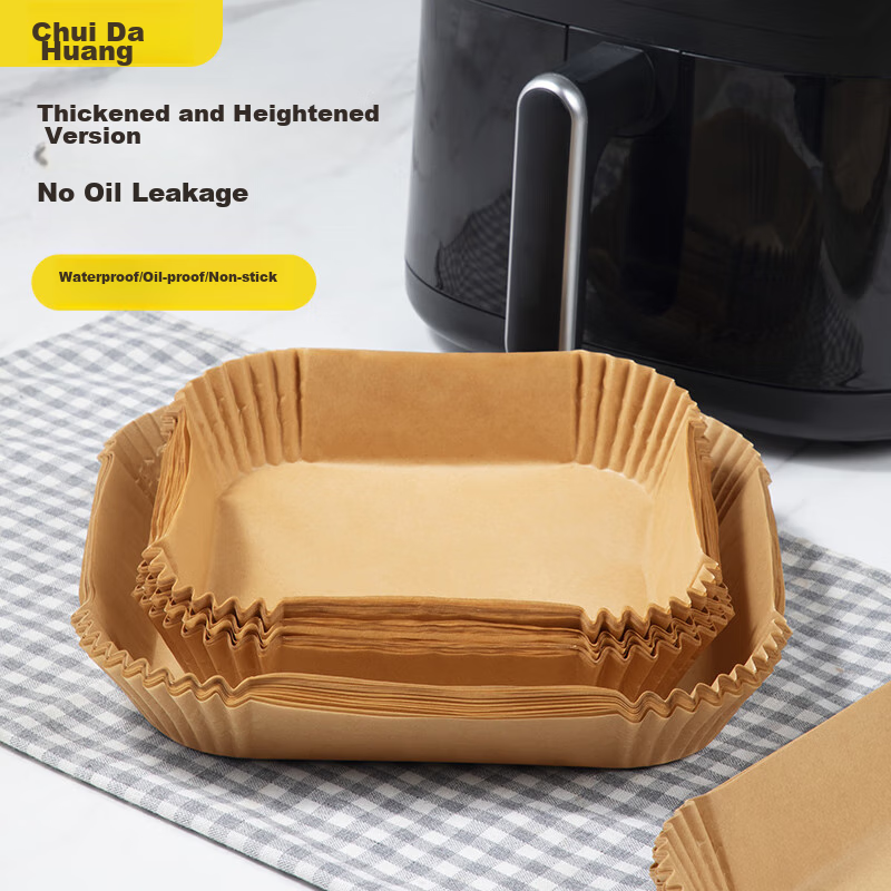 COOKER KING Air Fryer Paper, Silicone Oil Paper Tray, Round Household Baking Paper, Square Shape, 16cm, 100 Sheets