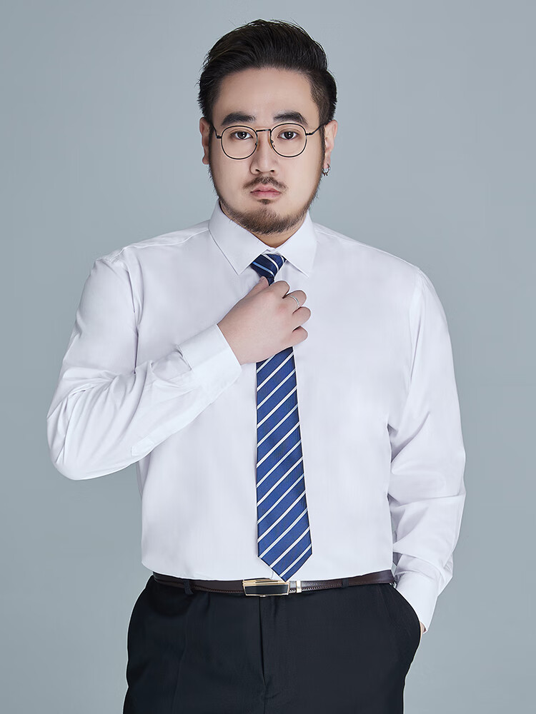 Ayoupang Large Size Bamboo Fiber Long-Sleeve Shirt for Men, Casual Business Loose Elastic Plus Size Wrinkle-Resistant Non-Iron Undershirt 10