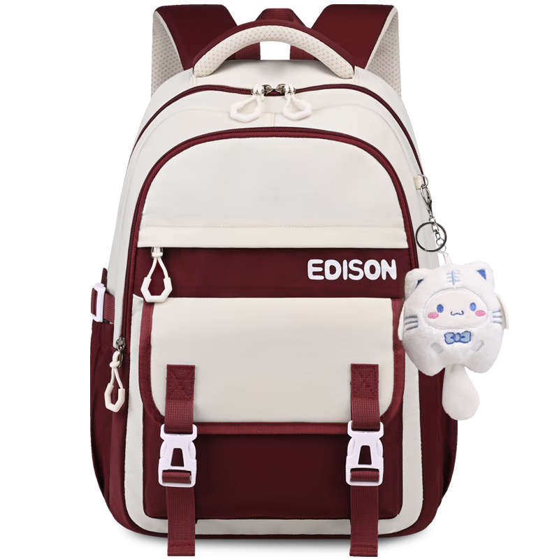 Edison Inventor Middle School Student Backpack for Junior High And High School Students, Lightweight Spine Protection Backpack for Boys And Girls, Stylish Design K013-1 Red