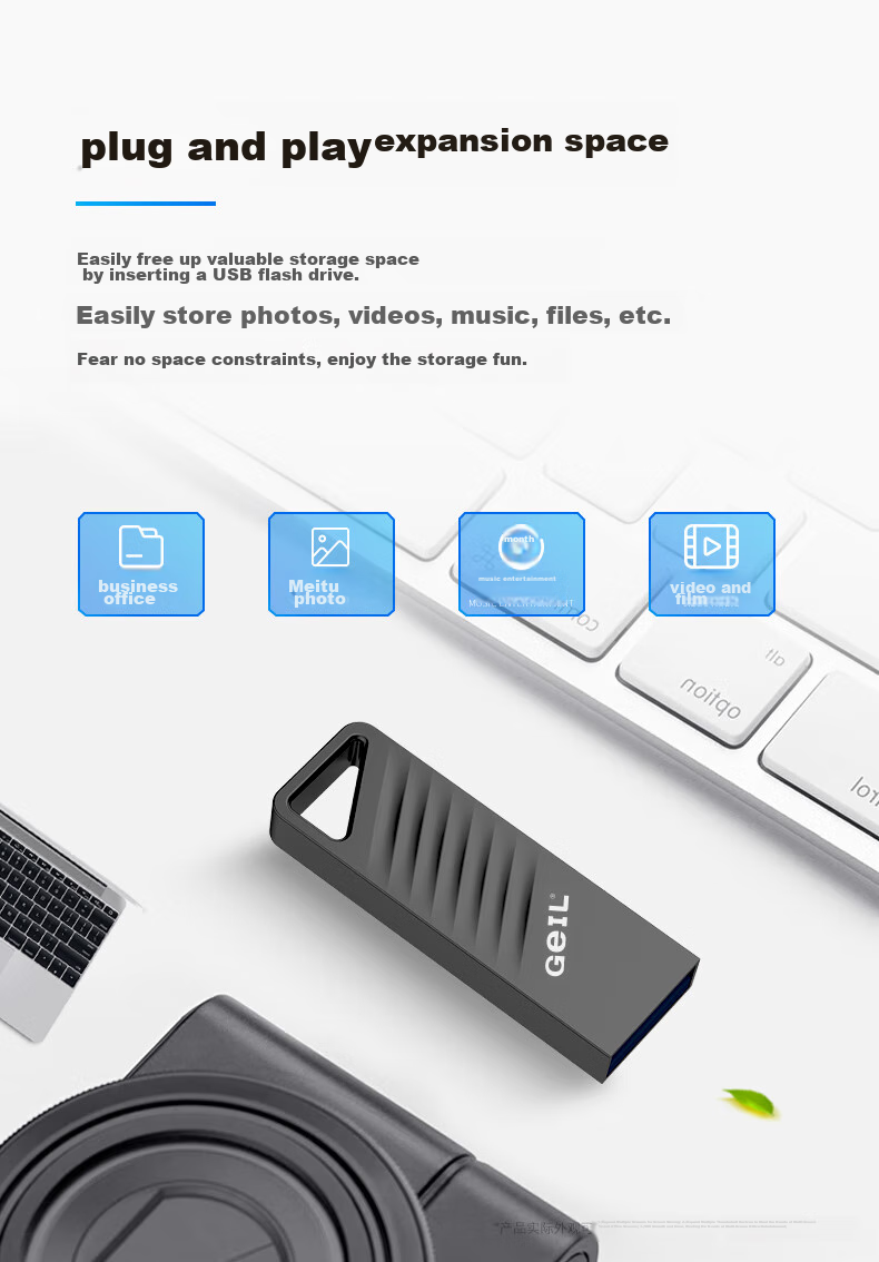 GEIL 32GB USB2.0 Flash Drive, Mini Version, Gray Metal Case, Car USB Drive, Office Study Business Universal Flash Drive, GS60 Series 5