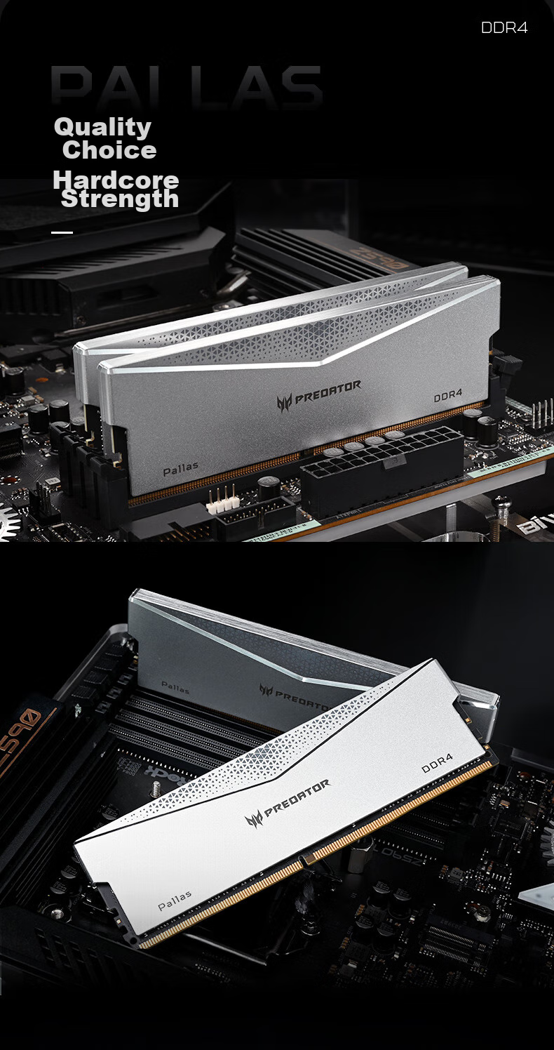 PREDATOR 32GB (16GB×2) Kit, DDR4 3600MHz, Desktop Memory Module, Pallas Series (C18), Black, Hynix CJR 10