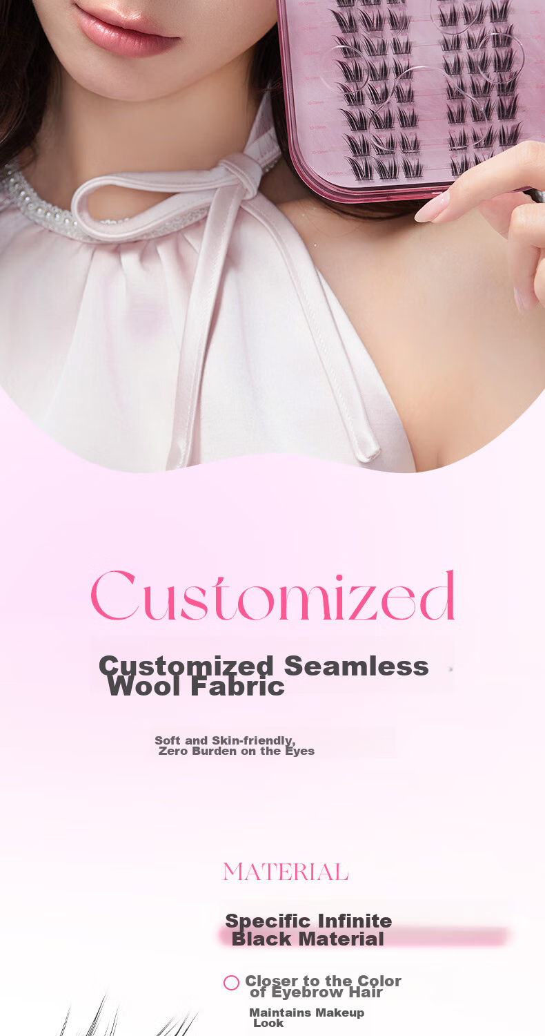 Lishu Cat Series Glue-Free False Eyelashes, Natural-Looking Single Cluster Segmented Eyelashes for Women, Princess Style Glue-Free Version, 48 Clusters 6