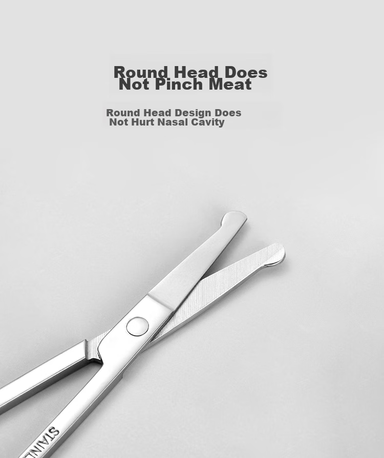 Meifuyu Stainless Steel Round-Tip Nose Hair Trimmer, Small Scissors for Men's Use, Manual Sideburn Trimmer (Thickened Version) MF8941 4
