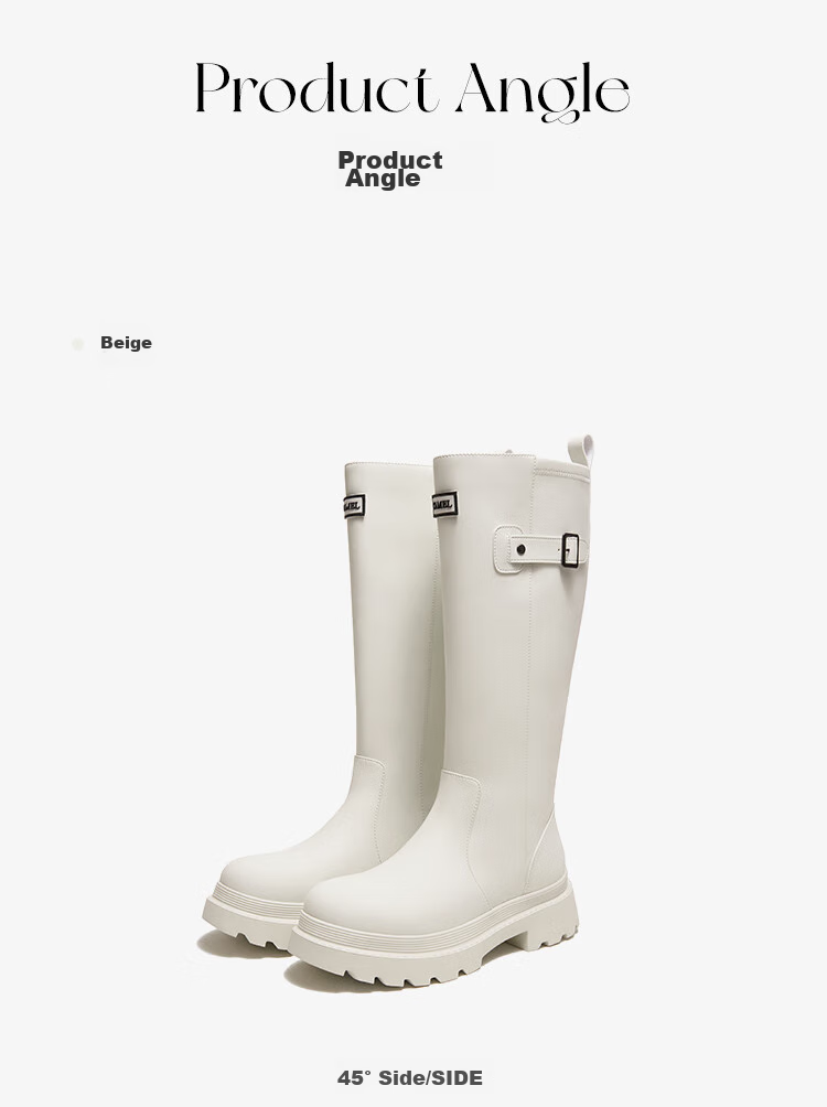 CAMEL Red Combat Boots, Stylish Rain Boots, Outdoor Shoes for Women, Water-Friendly Shoes, Waterproof Non-Slip Tall Boots 3008A 15