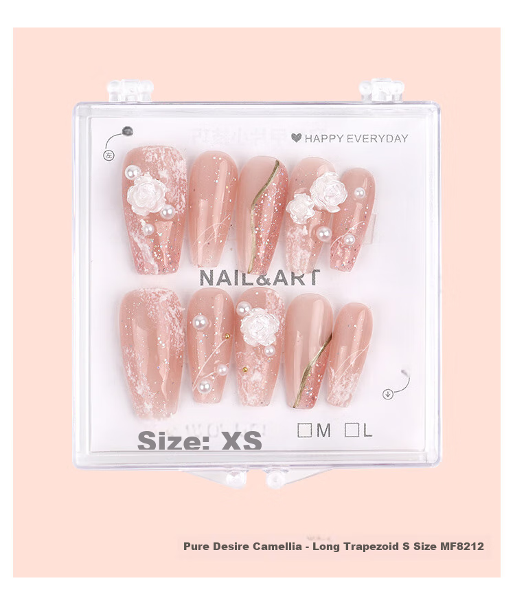 Meifuyu Nail Stickers, Handmade Wearable Nails (Yue Xiaoshan Tea Flower S Size), Long Nail Tips, Gift for Girlfriend, MF8213 18