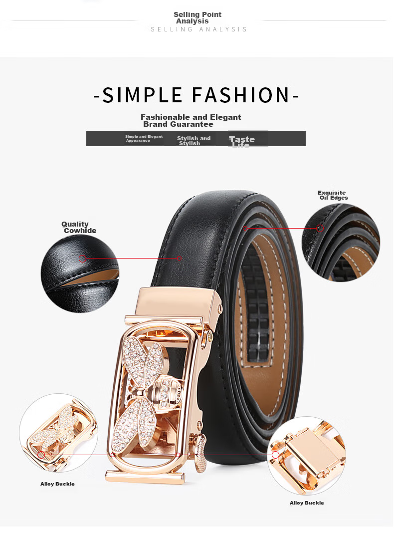 TUCANO Women's Leather Belt, Fashionable Versatile Korean Style Practical Ladies' Waistband with Automatic Buckle, No Drilling Required, Birthday And 520 Gift 9