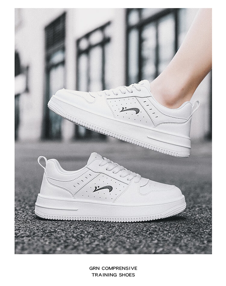 Guirenniao Men's Casual Sneakers New Couple's Thick-Soled Sports Shoes White/Black Size 43 39