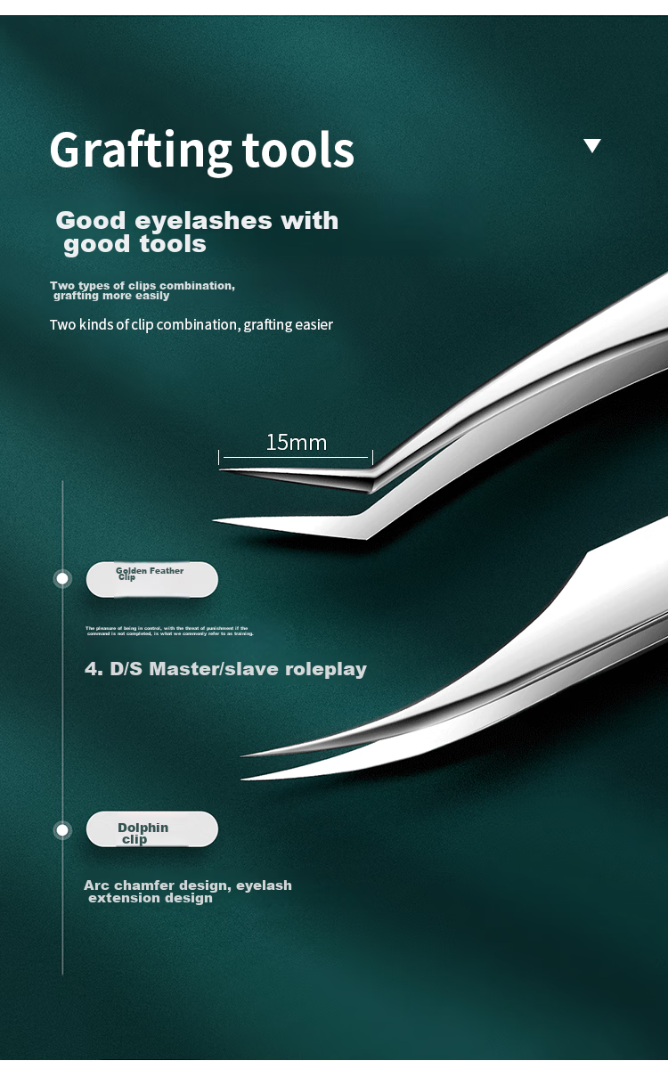 UPLUS Precision Single Cluster False Eyelash Tweezers Set of 2 (Gold Feather Clip + Dolphin Clip), Lash Extension And Grafting Tool 4