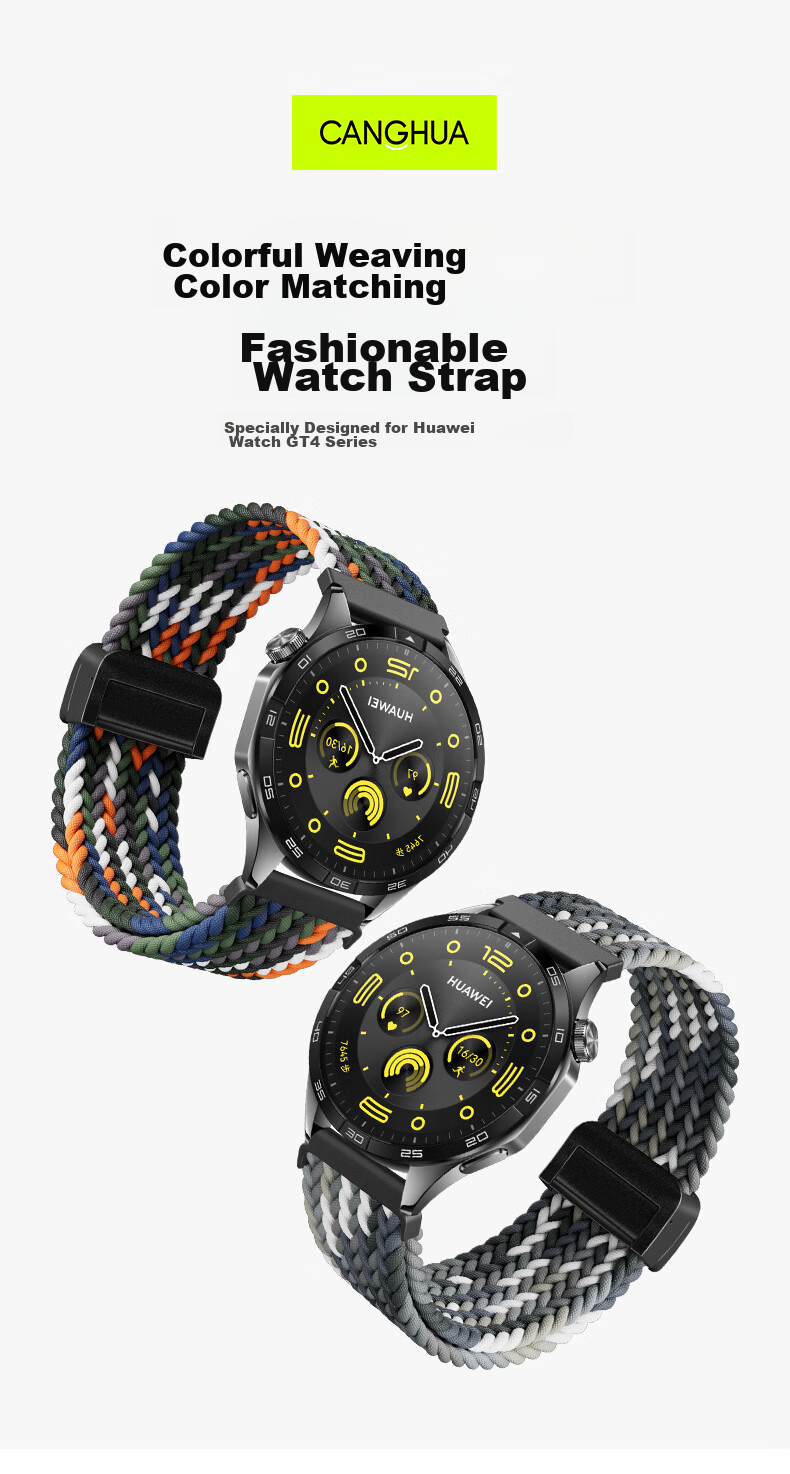 CangHua Compatible Magnetic Woven Watch Band for Huawei Watch GT7/7Pro/GT6/6Pro/GT5/GT5Pro/GT4/GT3Pro/watch6/6Pro/5/4Pro/3 2