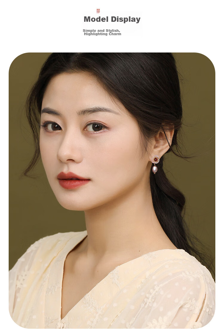 Fenghuangniepan Freshwater Pearl Earrings for Women, Elegant Stud Earrings with Niche Design, Earrings for Girlfriend's Birthday Gift 10