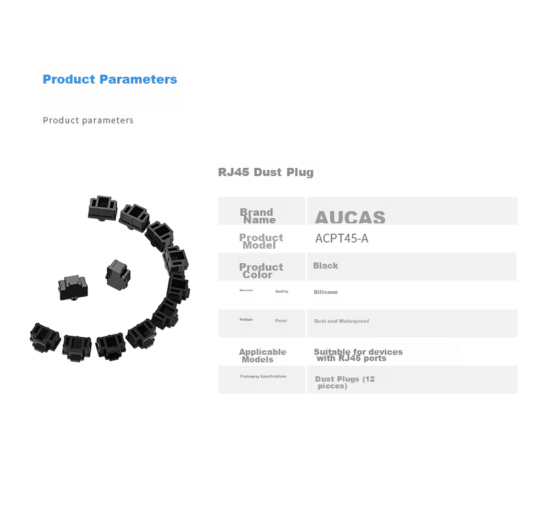 AUCAS Network Port Lock, Dust Plug, Network Interface Safety Lock, RJ45 Cable Connector Universal [Without Key And Lock], Black, 12/pack, ACPT45-A 5