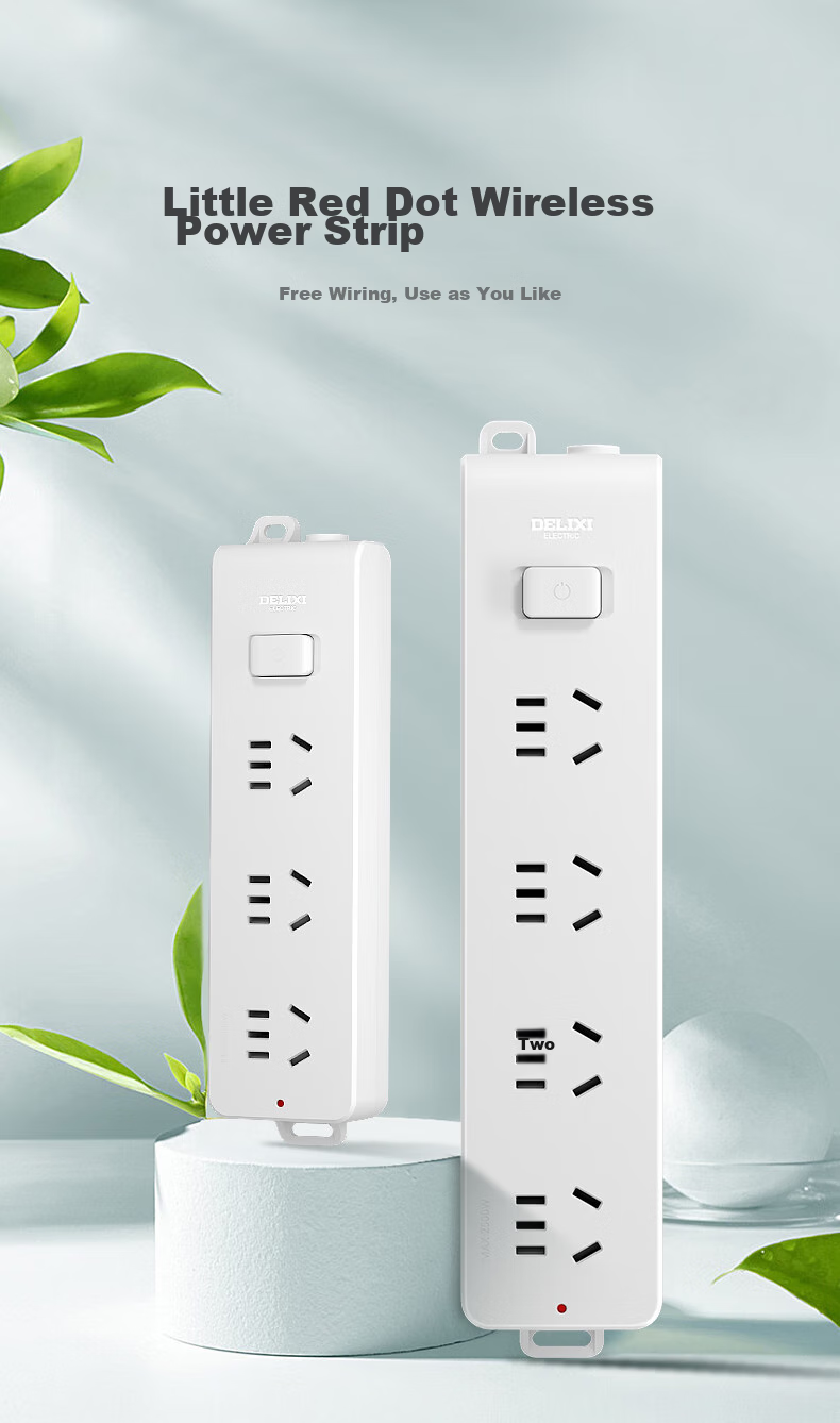 DELIXI National Standard Socket/power Strip/outlet Strip/power Bar/extension Cord, 3-Outlet Wireless Power Strip without Cord, Master Switch 15