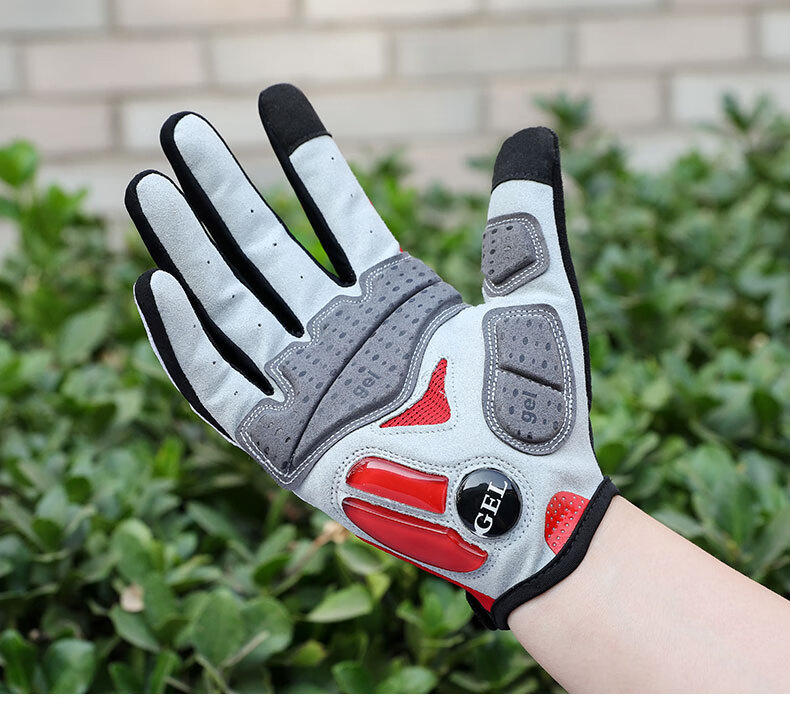CAVALRY Silicone Full-Finger Gloves for Men And Women, Long-Finger Road And Mountain Bike Shock-Absorbing Gloves Cycling Gear, Black-Gray XL 5