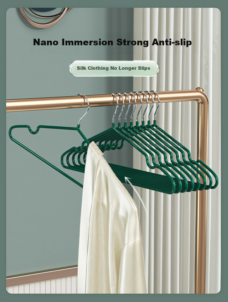 Xingfang Clothes Hangers, Drying Rack, Adult Garment Support, Plastic-Coated Non-Slip, Green, 20 Pieces 5