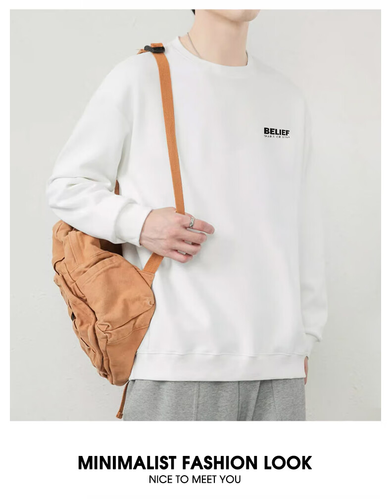 Huili Round Neck Sweatshirt for Men, Printed Long Sleeve T-Shirt, Printed Undershirt for Men, Spring And Autumn Casual Trendy Jacket, Men's Clothing 6