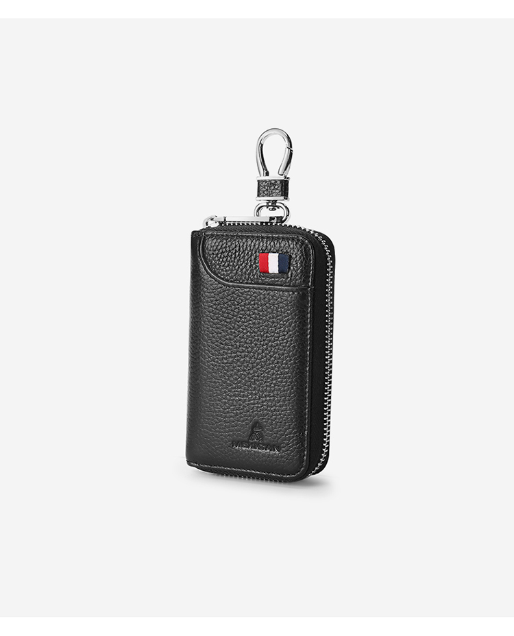 MEXICAN Car Key Case, Unisex Leather Card Holder with Zipper, Coin Purse, Multifunctional Key Ring, Black 13