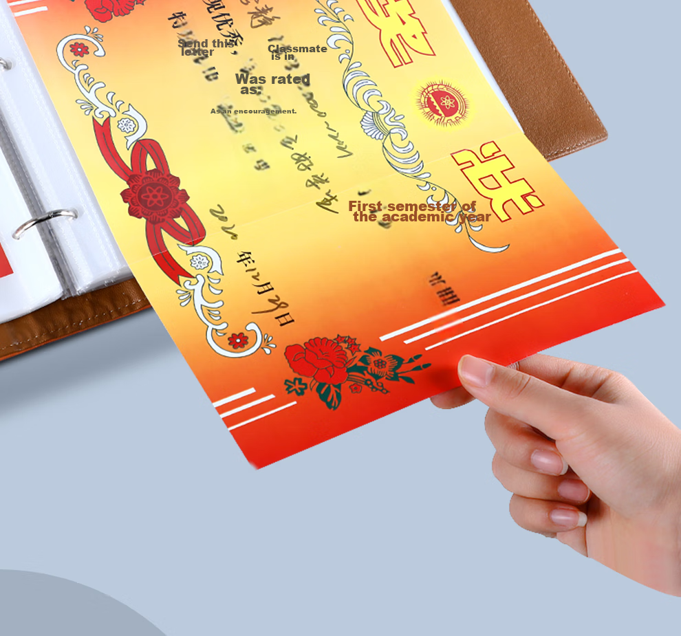Faramon Certificate Collection Folder A4 Honor Certificate Leather Multi-Functional Storage Student File Folder Album Large Children's Collection Folder Leather - Orange A4*40 Sheets 6
