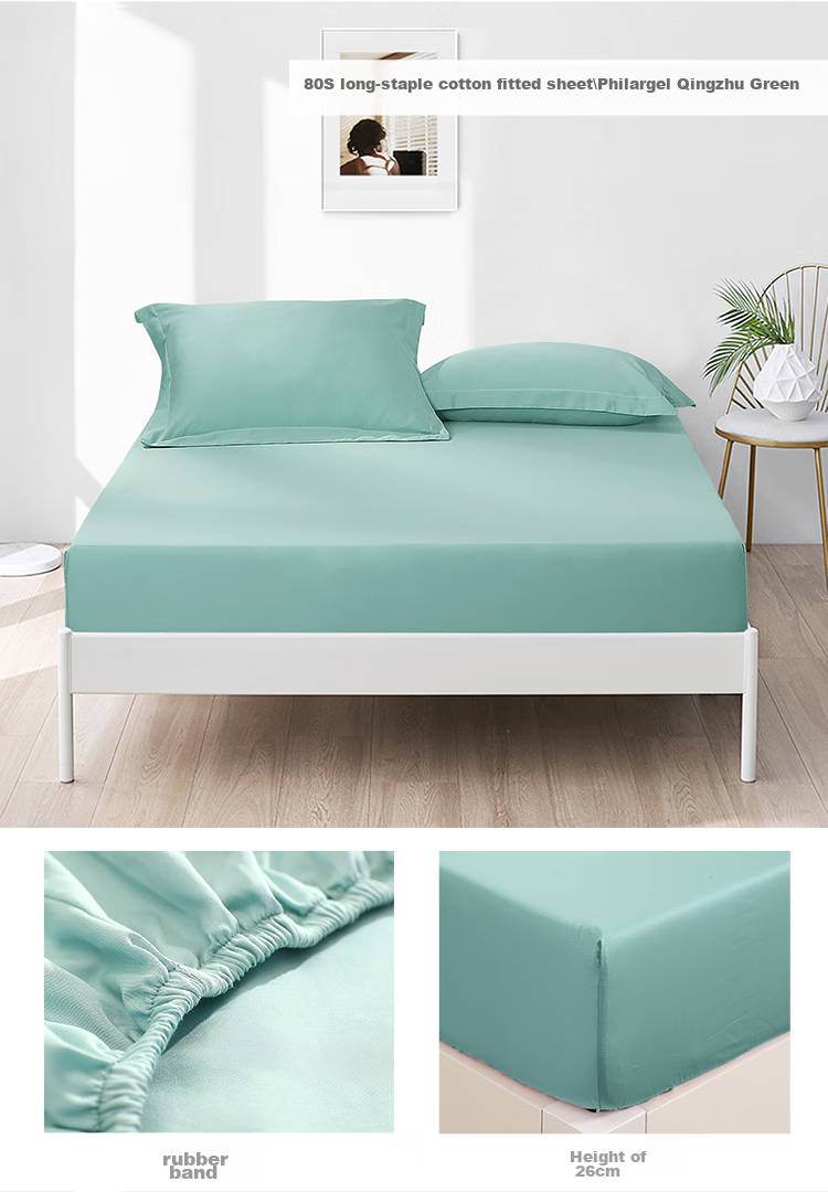 FUANNA 100-Count Long-Staple Cotton Fitted Sheet, Antibacterial Pure Cotton Anti-Dirt Bed Sheet, Single Children's Bed Cover for 1.2-Meter Bed 14