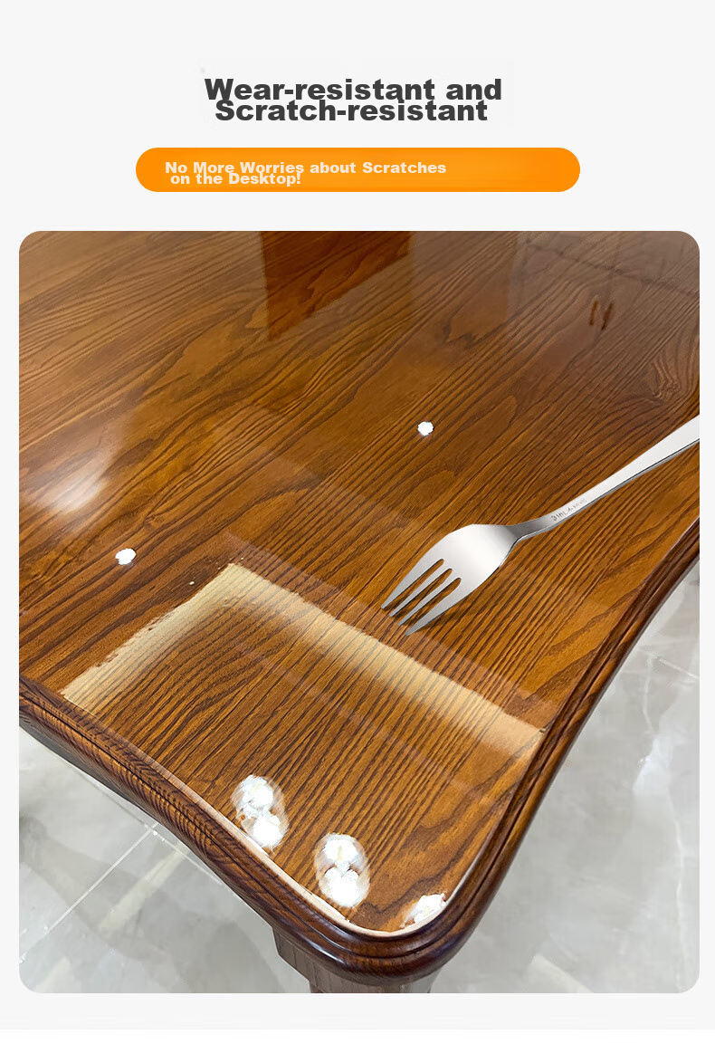 Xiruo Solid Wood Dining Table Protective Film, Square Desk, Coffee Table, Cabinet, Heat-Resistant, Anti-Scalding, Transparent Furniture Protective Film, 90*160cm 8