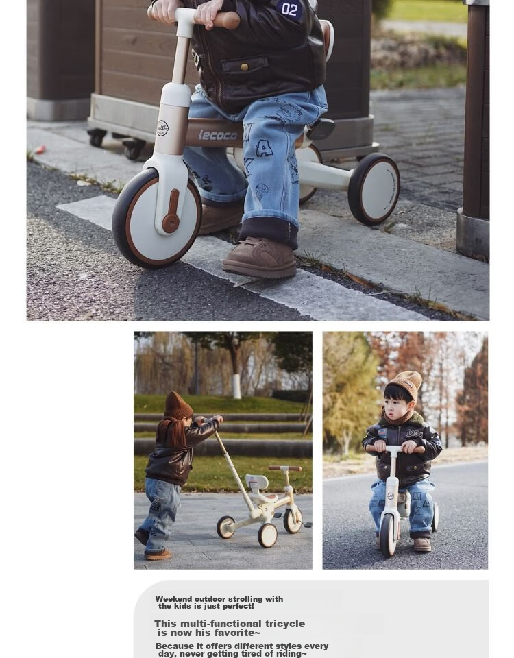 Lecoco Children's Tricycle, Baby Multifunctional Balance Bike, Transformable Lightweight Stroller for Toddlers Aged 1-5, Woke S3 5